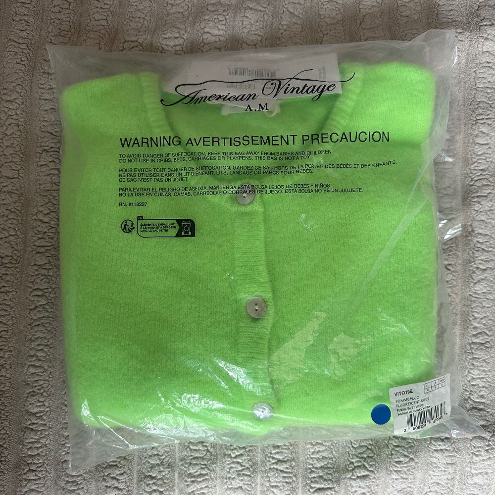 AMERICAN VINTAGE WOMEN'S CARDIGAN VITOW FLUORESCENT APPLE SZ M